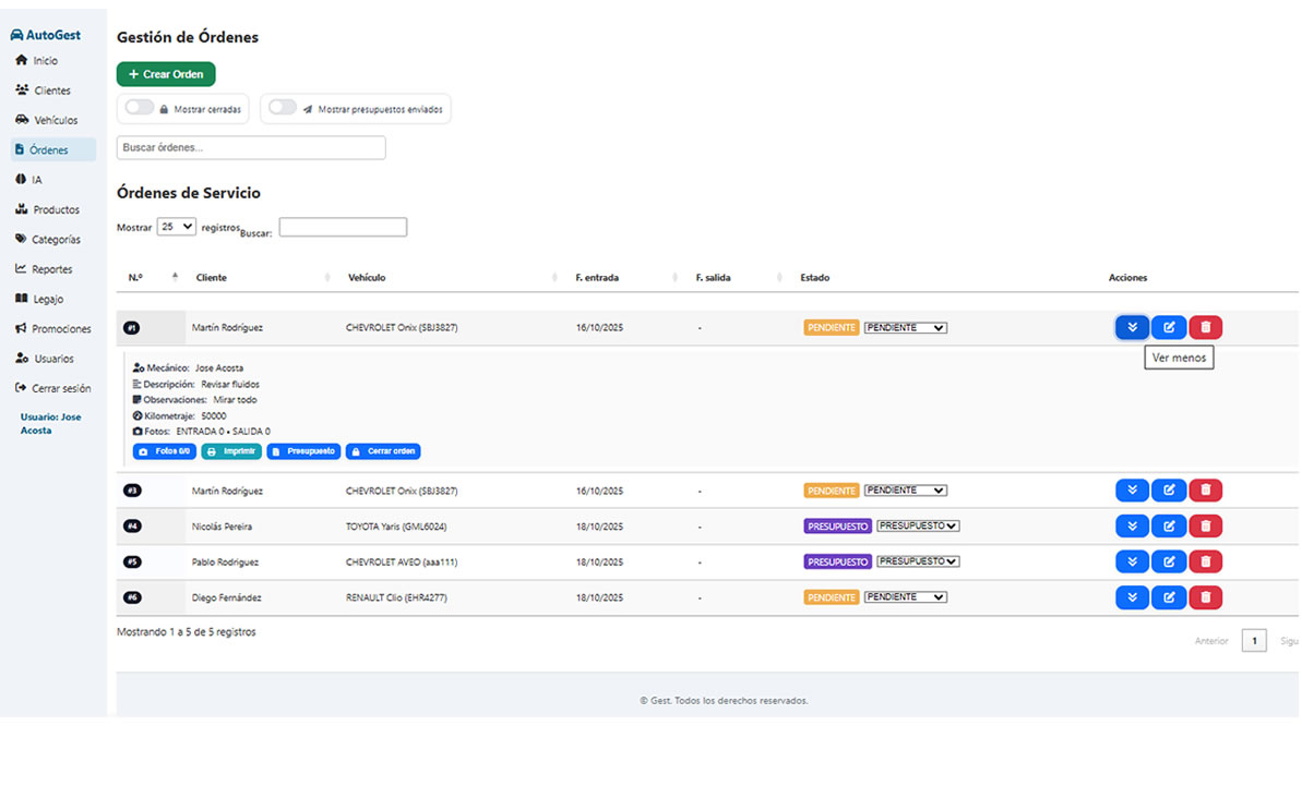 Cierre de orden con envío por email al cliente